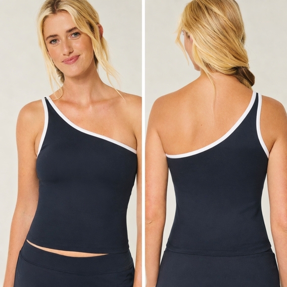 Gilly Hicks One-Shoulder Asymmetrical Tank with Built-In Bra - Very Preppy & Y2K - Picture 1 of 9